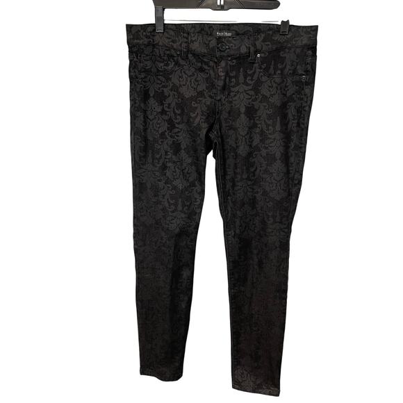WHBM black on black patterned noir jeans women's size medium - Picture 1 of 5